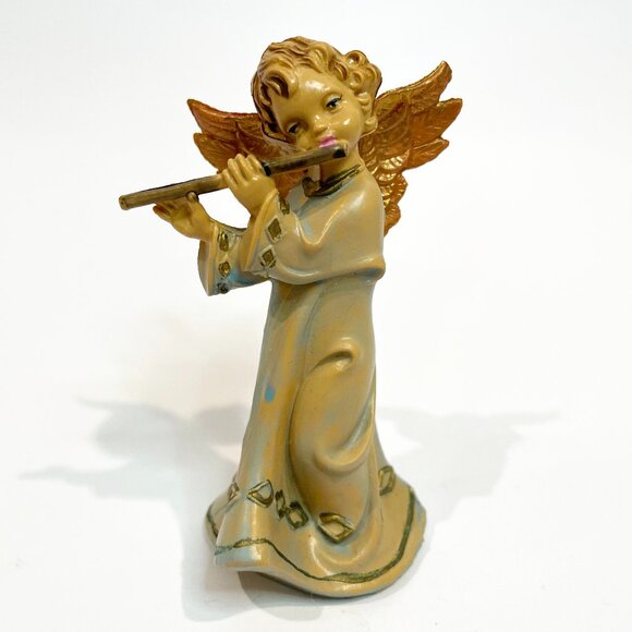 Vintage Angel Playing Flute Figurine Nativity Piece Italy (Fontanini?) 4" tall - Picture 1 of 5